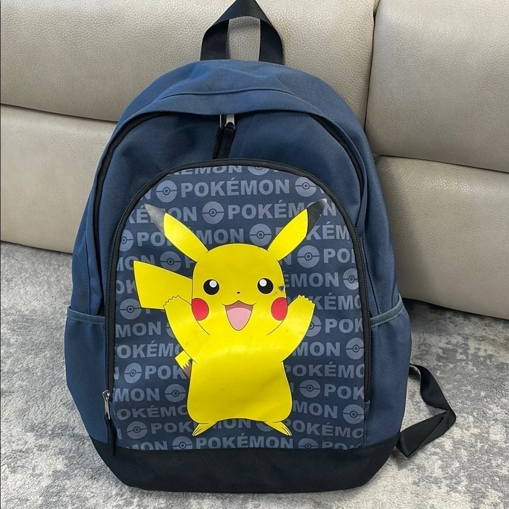 Recycled Pokemon Backpack Pikachu Grey Gray School